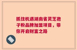 抓住机遇湖南省灵芝孢子粉品牌加盟项目，带你开启财富之路