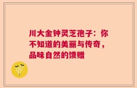 川大金钟灵芝孢子：你不知道的美丽与传奇，品味自然的馈赠