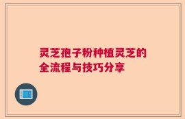 灵芝孢子粉种植灵芝的全流程与技巧分享