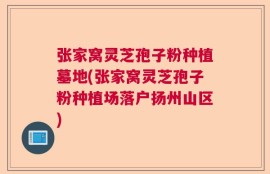 张家窝灵芝孢子粉种植墓地(张家窝灵芝孢子粉种植场落户扬州山区)