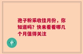 孢子粉采收佳月份，你知道吗？快来看看哪几个月值得关注