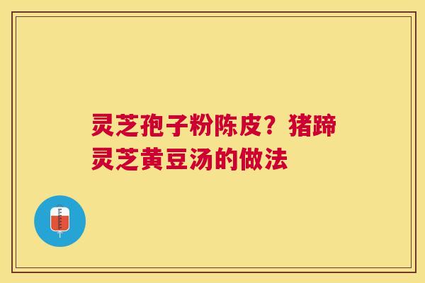 灵芝孢子粉陈皮？猪蹄灵芝黄豆汤的做法