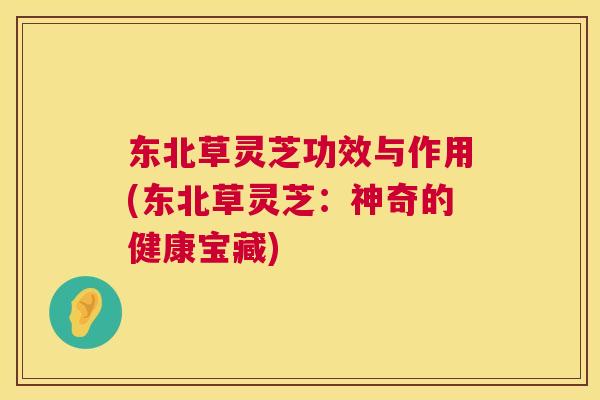 东北草灵芝功效与作用(东北草灵芝：神奇的健康宝藏)