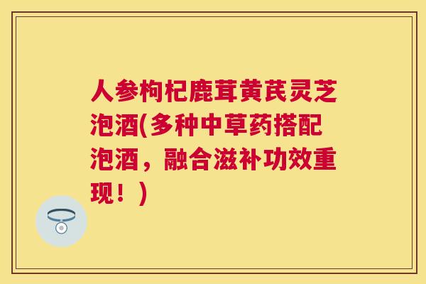 人参枸杞鹿茸黄芪灵芝泡酒(多种中草药搭配泡酒，融合滋补功效重现！)