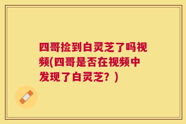 四哥捡到白灵芝了吗视频(四哥是否在视频中发现了白灵芝？)
