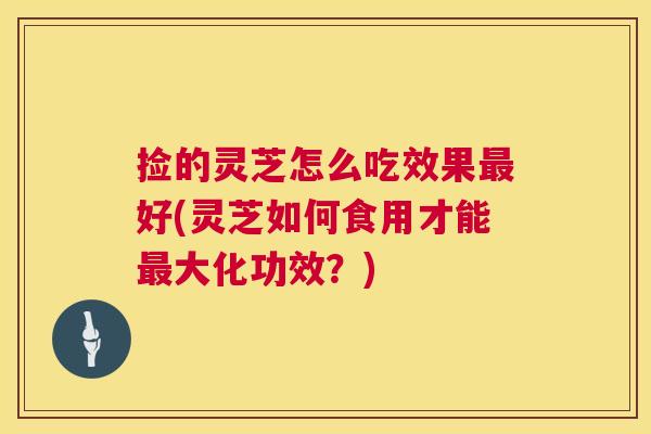 捡的灵芝怎么吃效果好(灵芝如何食用才能大化功效？)