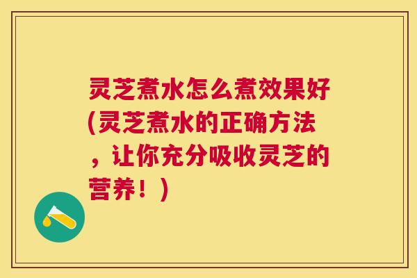 灵芝煮水怎么煮效果好(灵芝煮水的正确方法，让你充分吸收灵芝的营养！)
