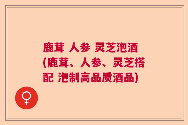 鹿茸 人参 灵芝泡酒(鹿茸、人参、灵芝搭配 泡制高品质酒品)
