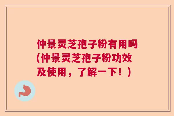 仲景灵芝孢子粉有用吗(仲景灵芝孢子粉功效及使用，了解一下！)