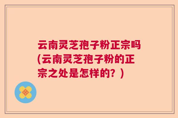 云南灵芝孢子粉正宗吗(云南灵芝孢子粉的正宗之处是怎样的？)