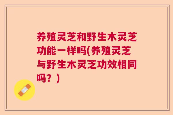 养殖灵芝和野生木灵芝功能一样吗(养殖灵芝与野生木灵芝功效相同吗？)
