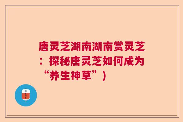 唐灵芝湖南湖南赏灵芝：探秘唐灵芝如何成为“养生神草”)