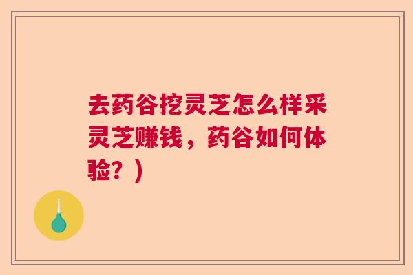 去药谷挖灵芝怎么样采灵芝赚钱，药谷如何体验？)