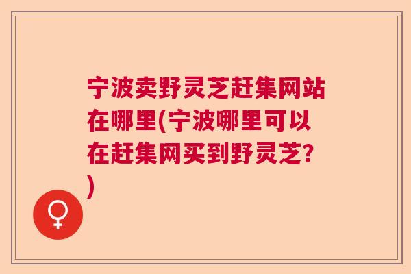 宁波卖野灵芝赶集网站在哪里(宁波哪里可以在赶集网买到野灵芝？)