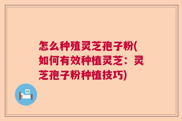 怎么种殖灵芝孢子粉(如何有效种植灵芝：灵芝孢子粉种植技巧)