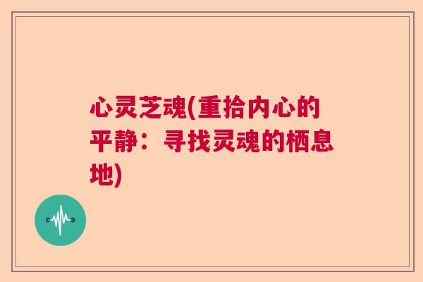 心灵芝魂(重拾内心的平静：寻找灵魂的栖息地)