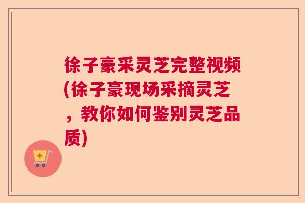 徐子豪采灵芝完整视频(徐子豪现场采摘灵芝，教你如何鉴别灵芝品质)