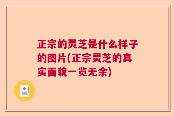 正宗的灵芝是什么样子的图片(正宗灵芝的真实面貌一览无余)