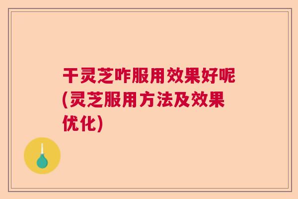 干灵芝咋服用效果好呢(灵芝服用方法及效果优化)