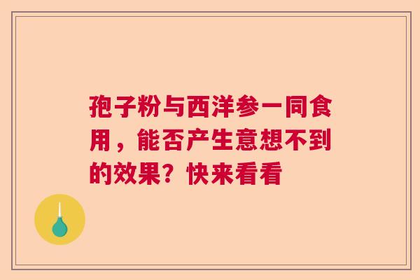 孢子粉与西洋参一同食用，能否产生意想不到的效果？快来看看