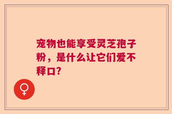 宠物也能享受灵芝孢子粉，是什么让它们爱不释口？