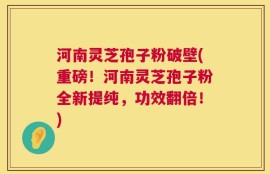 河南灵芝孢子粉破壁(重磅！河南灵芝孢子粉全新提纯，功效翻倍！)