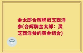 金太郎合辉牌灵芝西洋参(合辉牌金太郎：灵芝西洋参的黄金组合)