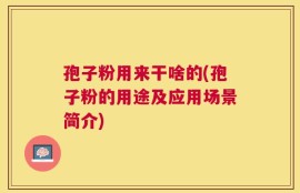 孢子粉用来干啥的(孢子粉的用途及应用场景简介)