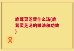 鹿茸灵芝煲什么汤(鹿茸灵芝汤的做法和功效)