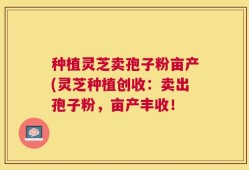 种植灵芝卖孢子粉亩产(灵芝种植创收：卖出孢子粉，亩产丰收！