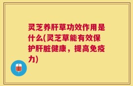 灵芝养肝草功效作用是什么(灵芝草能有效保护肝脏健康，提高免疫力)