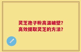 灵芝孢子粉高温破壁？高效提取灵芝的方法？