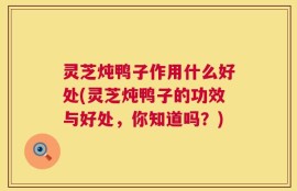 灵芝炖鸭子作用什么好处(灵芝炖鸭子的功效与好处，你知道吗？)