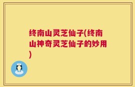 终南山灵芝仙子(终南山神奇灵芝仙子的妙用)