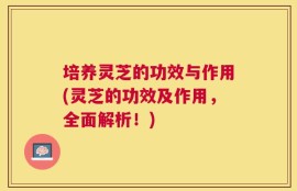 培养灵芝的功效与作用(灵芝的功效及作用，全面解析！)