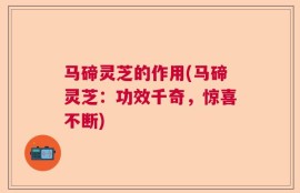 马碲灵芝的作用(马碲灵芝：功效千奇，惊喜不断)