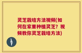 灵芝栽培方法视频(如何在家里种植灵芝？视频教你灵芝栽培方法)