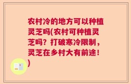 农村冷的地方可以种植灵芝吗(农村可种植灵芝吗？打破寒冷限制，灵芝在乡村大有前途！)