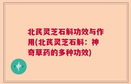 北芪灵芝石斛功效与作用(北芪灵芝石斛：神奇草药的多种功效)