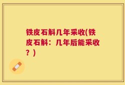 铁皮石斛几年采收(铁皮石斛：几年后能采收？)