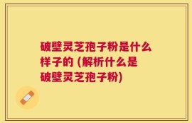 破壁灵芝孢子粉是什么样子的 (解析什么是破壁灵芝孢子粉)