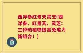 西洋参红景天灵芝(西洋参、红景天、灵芝：三种动植物提高免疫力新组合！)