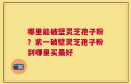 哪里能破壁灵芝孢子粉？紫一破壁灵芝孢子粉到哪里买最好
