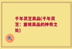 千年灵芝真品(千年灵芝：重现真品的神奇之处)