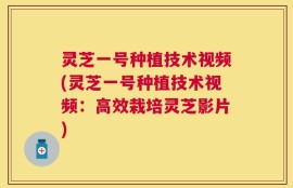 灵芝一号种植技术视频(灵芝一号种植技术视频：高效栽培灵芝影片)