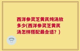 西洋参灵芝黄芪炖汤放多少(西洋参灵芝黄芪汤怎样搭配最合适？)