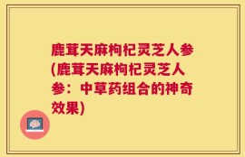 鹿茸天麻枸杞灵芝人参(鹿茸天麻枸杞灵芝人参：中草药组合的神奇效果)