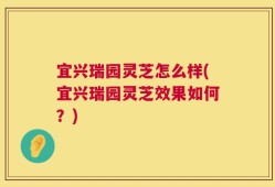 宜兴瑞园灵芝怎么样(宜兴瑞园灵芝效果如何？)