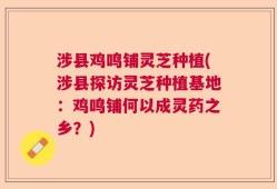 涉县鸡鸣铺灵芝种植(涉县探访灵芝种植基地：鸡鸣铺何以成灵药之乡？)
