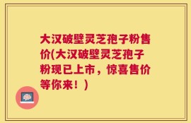大汉破壁灵芝孢子粉售价(大汉破壁灵芝孢子粉现已上市，惊喜售价等你来！)